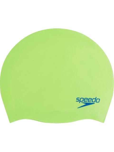 Speedo Junior Plain Moulded Swim Cap - Citrus Green/Beautiful Blue