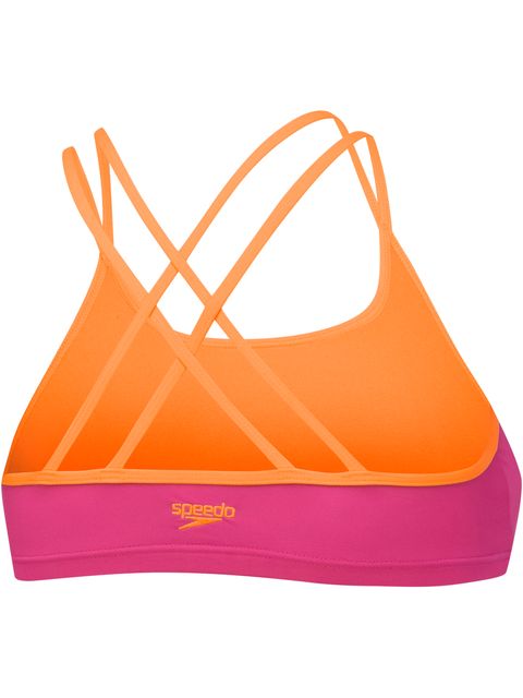 Speedo Crossback Crop Top - Pink & Funray