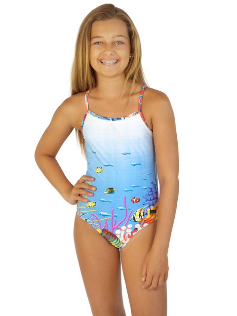 Hive Sunshine Reef Girls One Piece Swimsuit Front