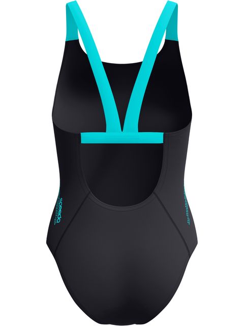 Speedo Leaderback One Piece - Anthracite/Mayan Blue