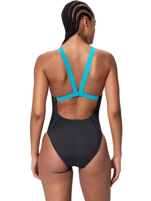 Speedo Leaderback One Piece - Anthracite/Mayan Blue