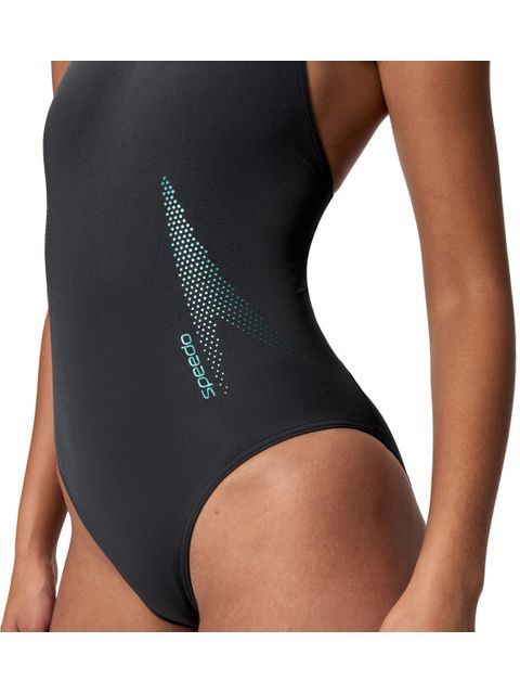 Speedo Leaderback One Piece - Anthracite/Mayan Blue