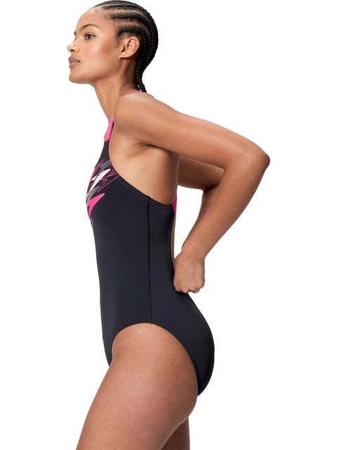 Speedo Medley Logo Medalist One Piece - Anthracite/Pink