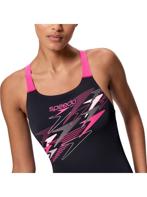 Speedo Medley Logo Medalist One Piece - Anthracite/Pink