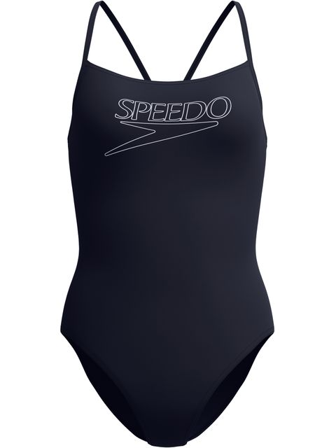 Speedo Classic Logo Thinstrap One Piece - Anthracite