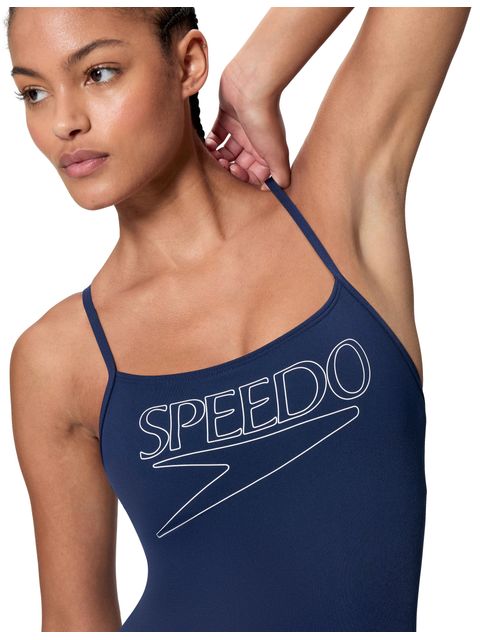 Speedo Classic Logo Thinstrap One Piece - Peacoat