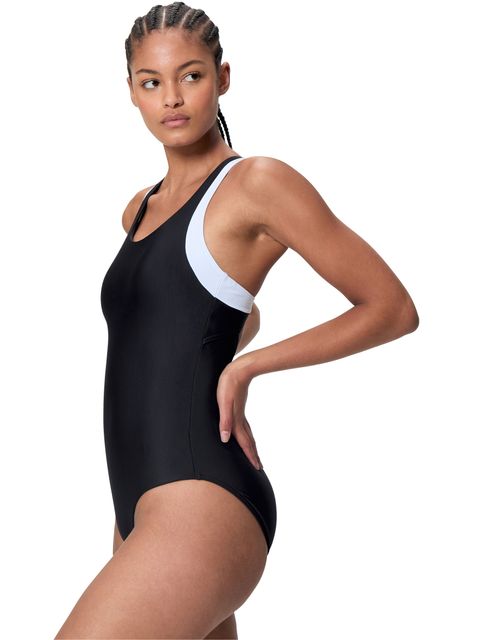 Speedo Double Racerback One Piece - Anthracite/White