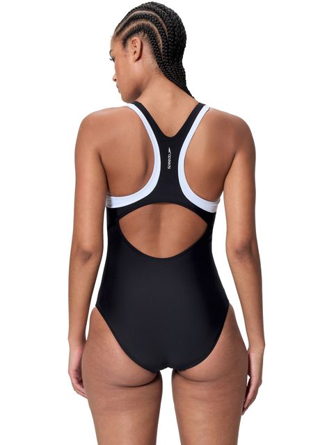 Speedo Double Racerback One Piece - Anthracite/White