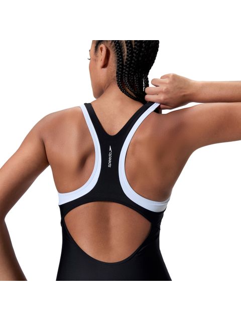 Speedo Double Racerback One Piece - Anthracite/White