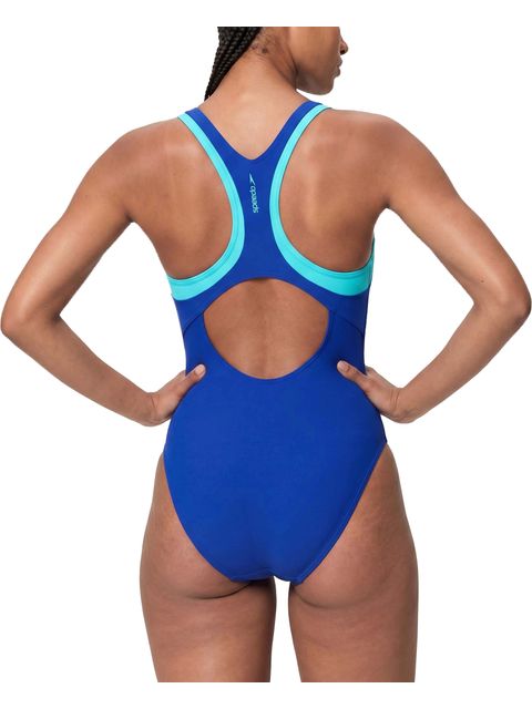 Speedo Colour Block Racerback One Piece - Night Watch/Aqua Breeze
