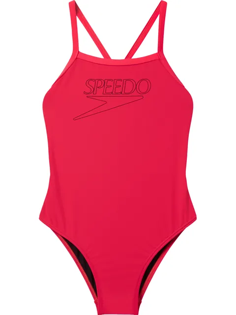 Speedo Logo Thin Strap One Piece - Post It Pink