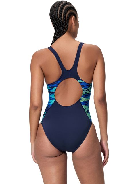 Speedo Print Splice Muscleback One Piece - Peacoat/Sapphire