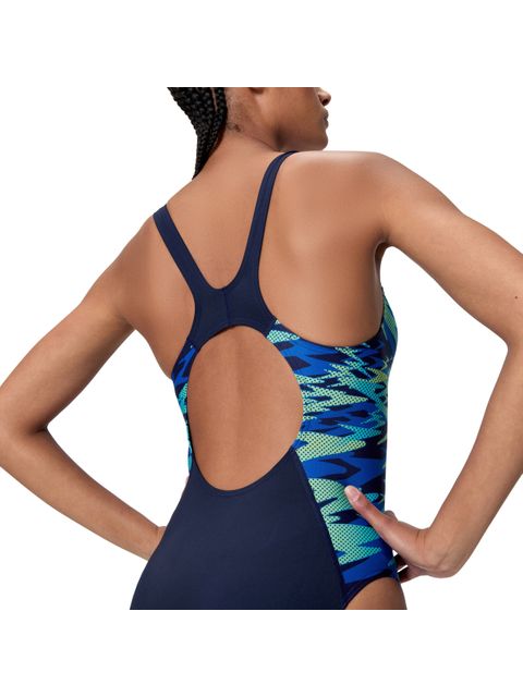 Speedo Print Splice Muscleback One Piece - Peacoat/Sapphire
