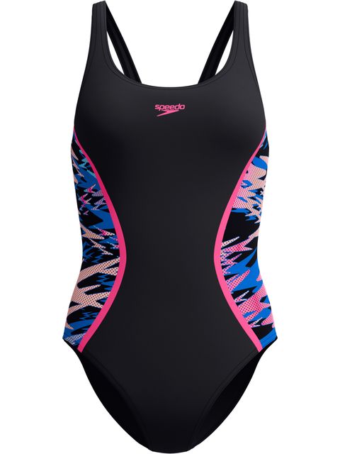 Speedo Print Splice Muscleback - Anthracite/Pink