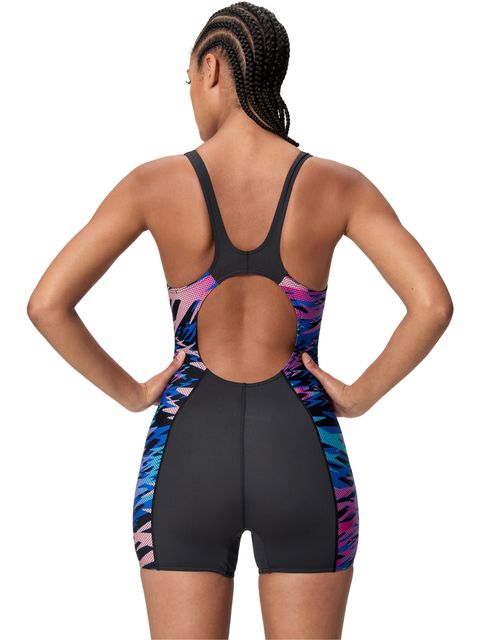 Speedo Print Splice Legsuit - Anthracite/Pink