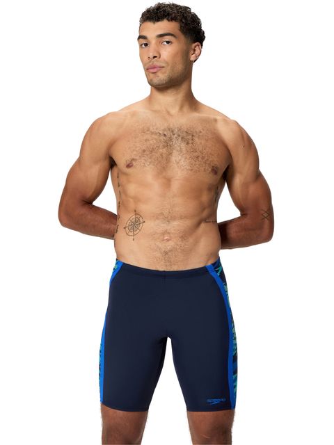 Speedo Mens Print Spliced Jammers - Peacoat/Sapphire
