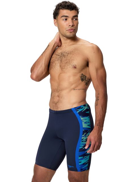 Speedo Mens Print Spliced Jammers - Peacoat/Sapphire
