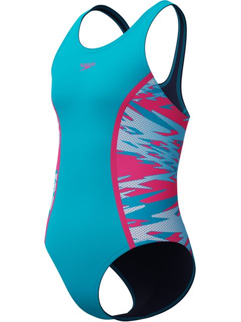 Speedo Hyperboom Splice Muscleback One Piece - Mayan Blue/Margarita Pink