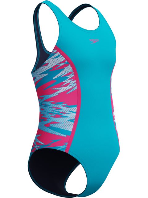 Speedo Hyperboom Splice Muscleback One Piece - Mayan Blue/Margarita Pink