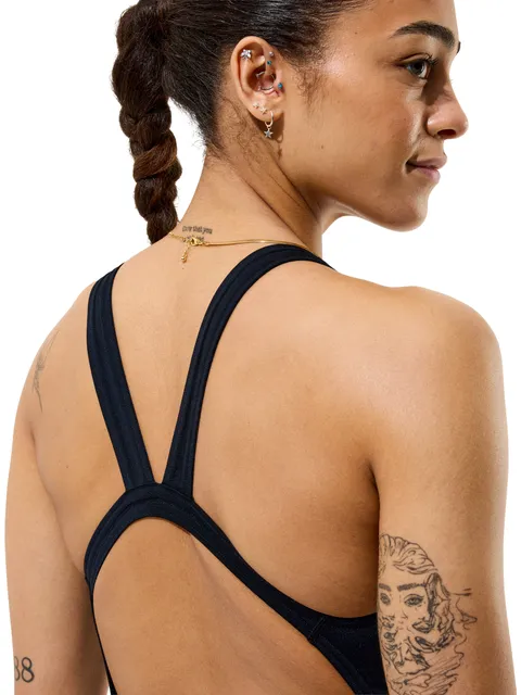 Speedo Solid Leaderback One Piece - Black