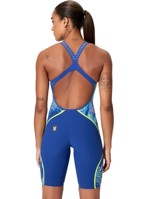 Speedo Fastskin LZR Intent 2.0 Openback Kneeskin - Navy/Morphosis/Yellow