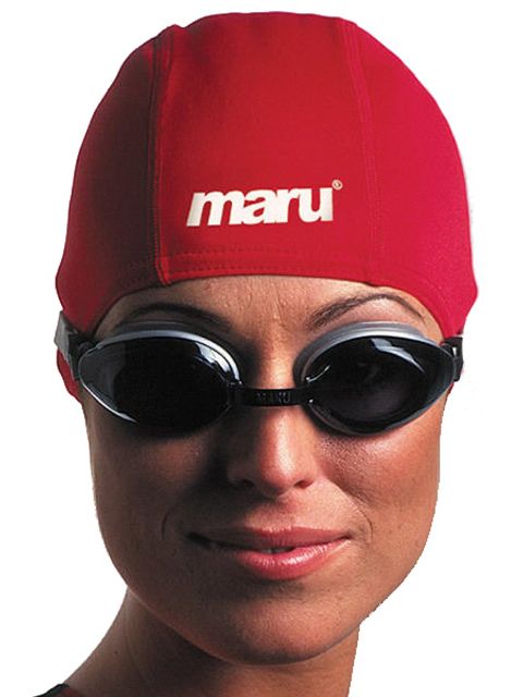 Maru Red Polyester Swim Cap