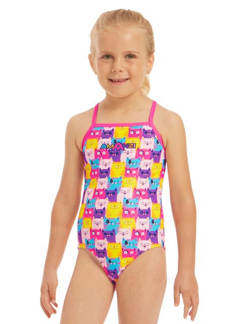 AMANZI Toddler Girls Cool Catz One Piece