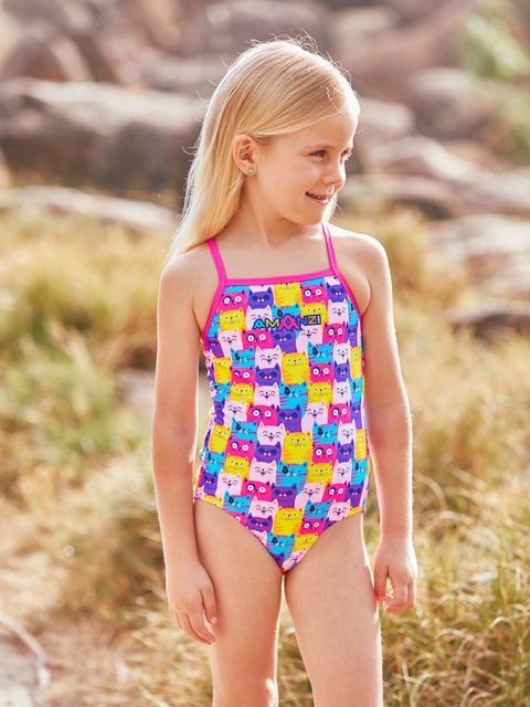 AMANZI Toddler Girls Cool Catz One Piece