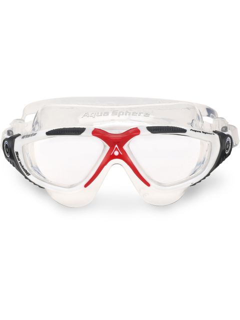 Aqua Sphere Vista Clear Swim Mask - White, Red & Grey
