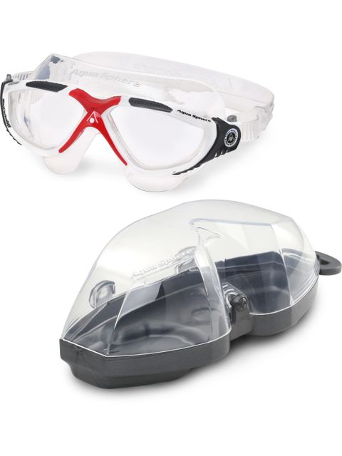 Aqua Sphere Vista Clear Swim Mask - White, Red & Grey