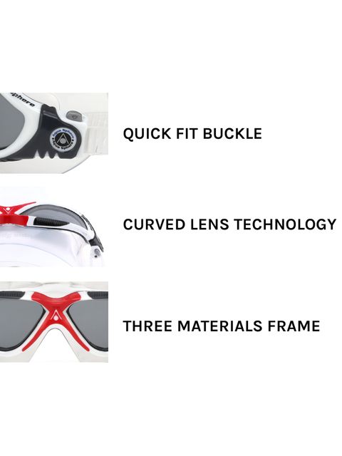 Aqua Sphere Vista Clear Swim Mask - White, Red & Grey