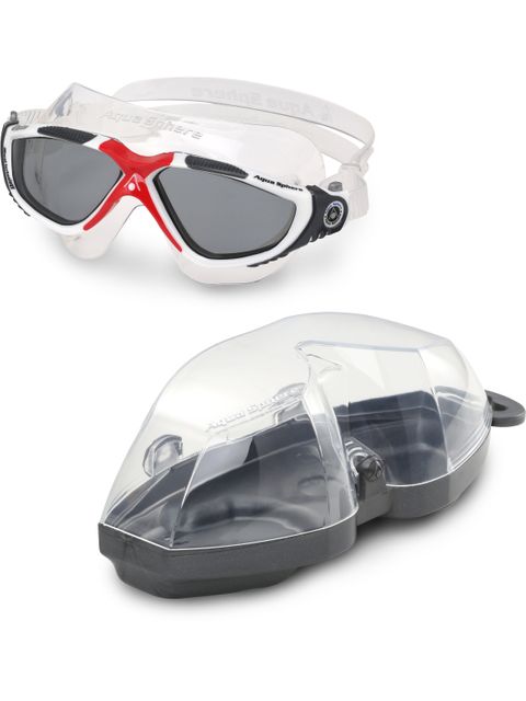 Aqua Sphere Vista Smoke Swim Mask - White, Red & Grey