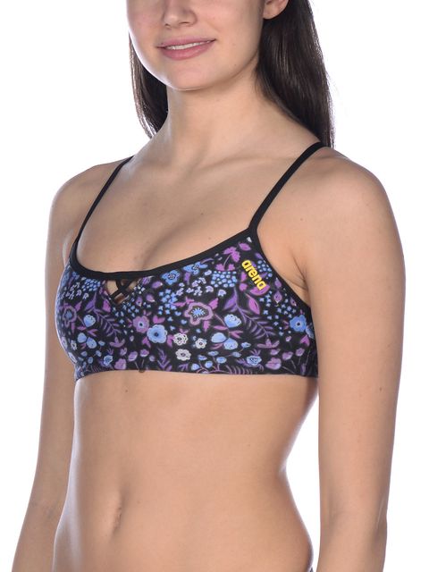 Arena Bandeau Be Black & Multi Bikini Top