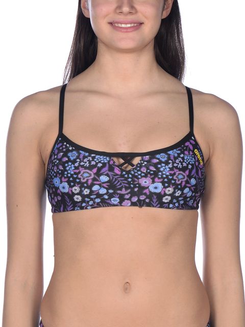 Arena Bandeau Be Black & Multi Bikini Top