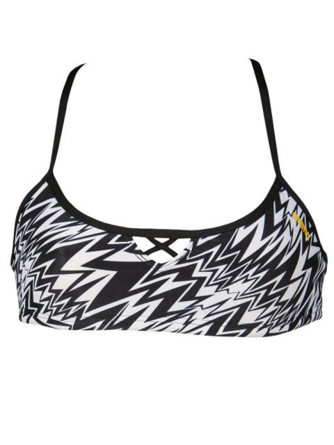 Arena Bandeau Be Black & White Bikini Top
