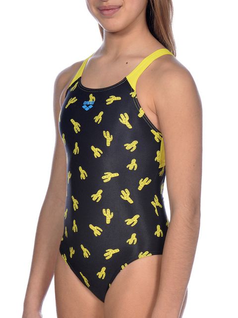Arena Cactus Junior Black & Yellow Girls One Piece