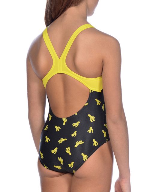Arena Cactus Junior Black & Yellow Girls One Piece