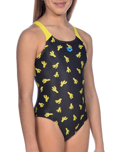 Arena Cactus Junior Black & Yellow Girls One Piece