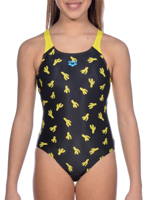 Arena Cactus Junior Black & Yellow Girls One Piece