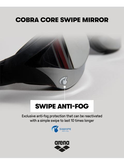 Arena Cobra Core Swipe Goggles - Silver Mirror/Black