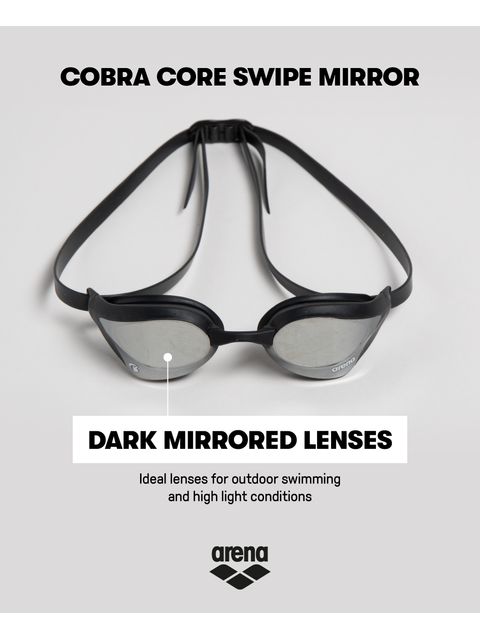Arena Cobra Core Swipe Goggles - Silver Mirror/Black