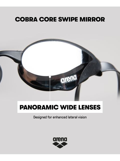 Arena Cobra Core Swipe Goggles - Silver Mirror/Black