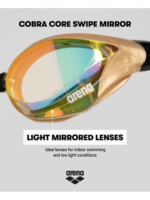 Arena Cobra Core Swipe Goggles - Yellow Mirror/Black