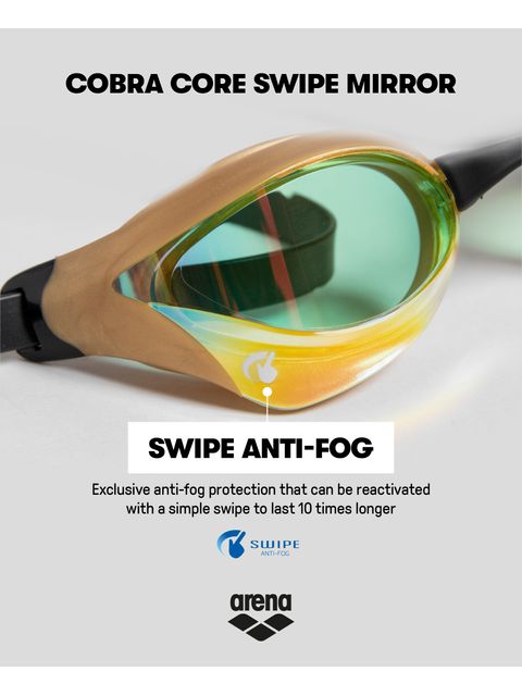 Arena Cobra Core Swipe Mirror Goggles - Yellow & Gold