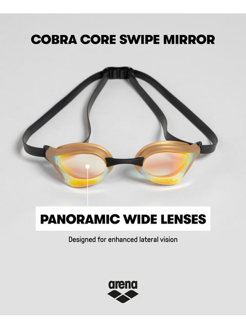 Arena Cobra Core Swipe Mirror Goggles - Yellow & Gold