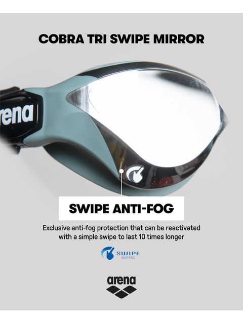Arena Cobra Tri Swipe Goggles - Silver Mirror/Black