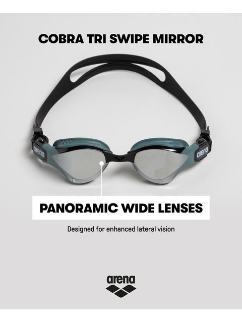 Arena Cobra Tri Swipe Goggles - Silver Mirror/Black