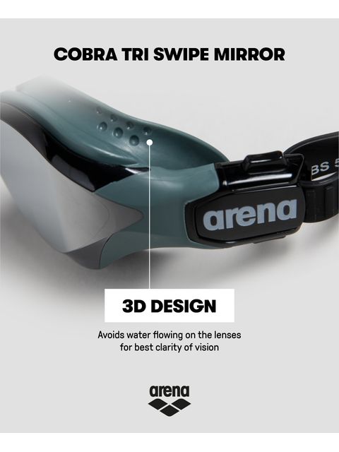 Arena Cobra Tri Swipe Goggles - Silver Mirror/Black