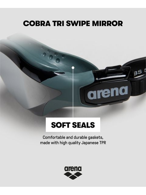 Arena Cobra Tri Swipe Goggles - Silver Mirror/Black