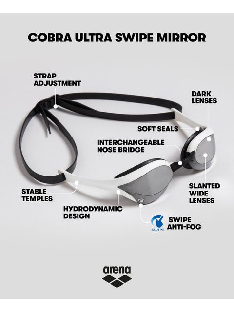 Arena Cobra Ultra Swipe Goggles - Silver Mirror/Blue